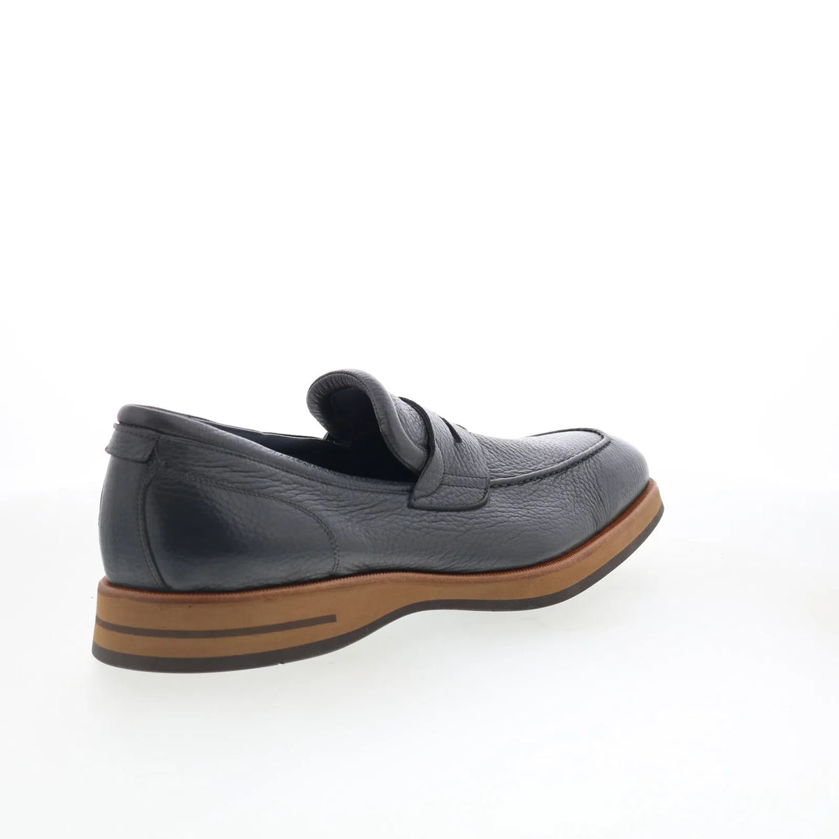 Di Bianco SBP889 Mens Black Leather Slip On Loafers & Slip Ons Penny Shoes