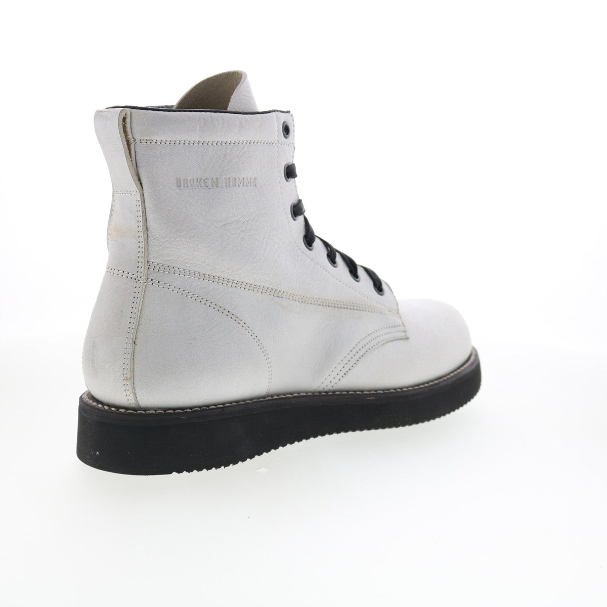 Broken Homme James Boot FB12002 Mens White Leather Casual Dress Boots