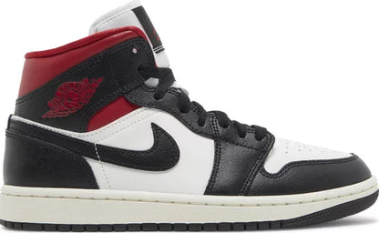 Nike Womens Air Jordan 1 Mid Sneakers - 'Black Sail Gym Red'