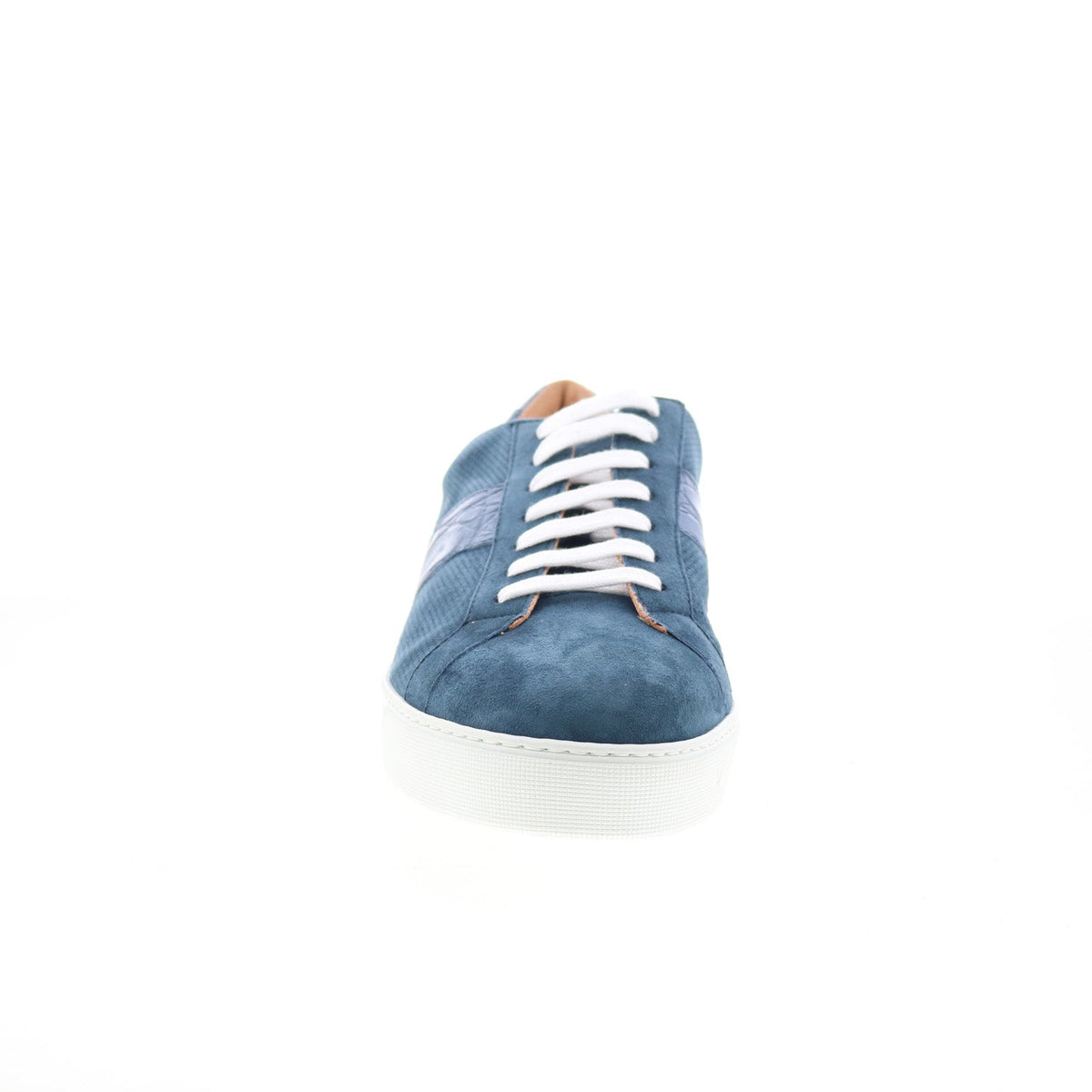 Zelli Italia Olympias Suede Calfskin Crocodile Mens Blue Sneakers Shoes