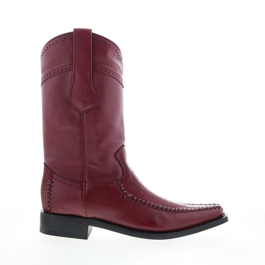 Los Altos  Square Toe Stingray Rowstone Mens Burgundy Wide Cowboy Western Boots