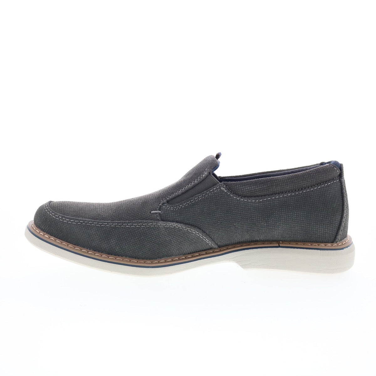 Nunn Bush Otto Moc Toe Slip On Mens Gray Extra Wide Loafers Casual Shoes