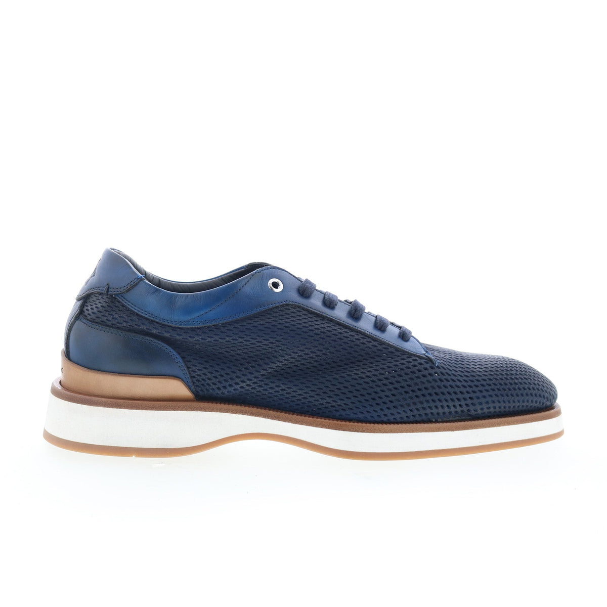 Di Bianco Avelino Mens Blue Leather Lace Up Lifestyle Sneakers Shoes