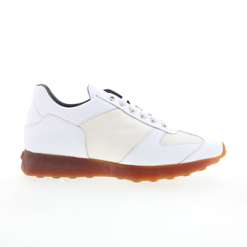 Di Bianco Carpi Mens White Leather Lace Up Lifestyle Sneakers Shoes