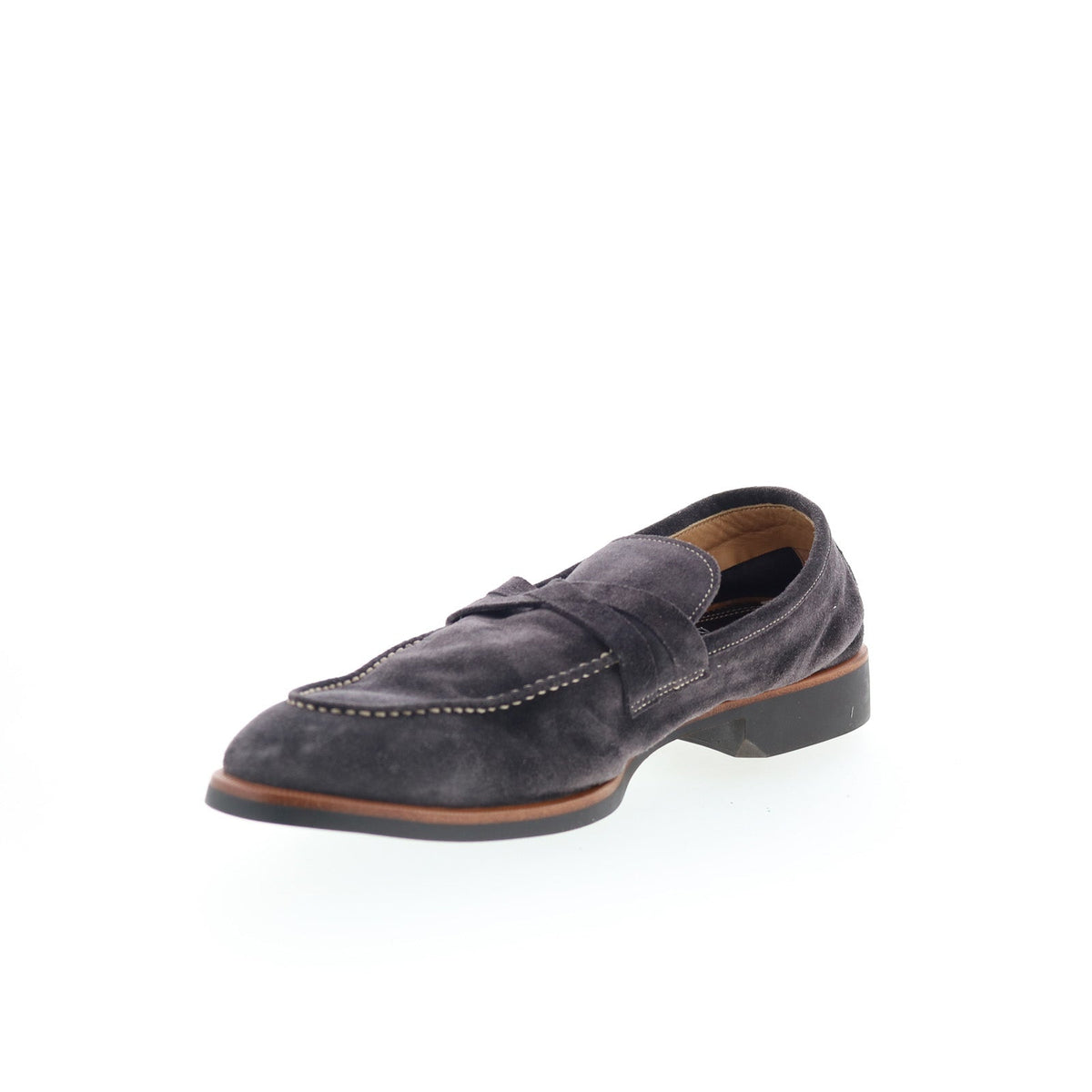 Di Bianco Firenze Mens Gray Suede Slip On Loafers & Slip Ons Moccasin Shoes