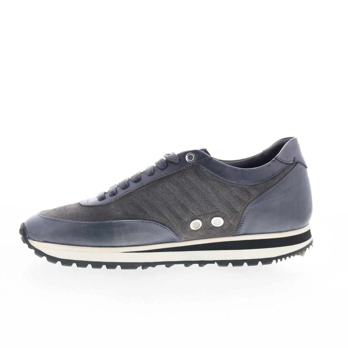 Di Bianco Daytona Leather Suede Mens Blue Leather Lifestyle Sneakers Shoes