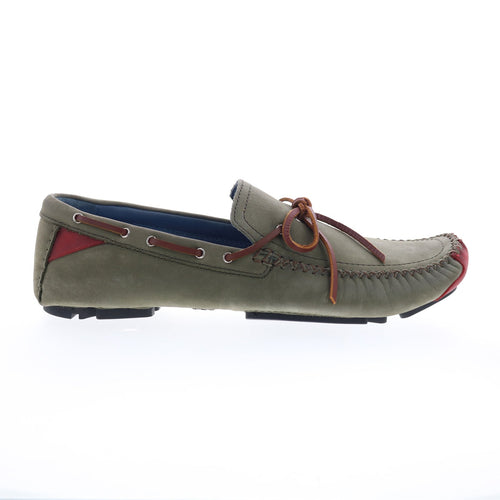 Robert Zur Frisco Mens Green Nubuck Slip On Loafers & Slip Ons Boat Shoes