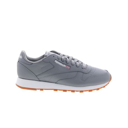 Reebok Classic Leather Mens Gray Leather Lace Up Lifestyle Sneakers Shoes