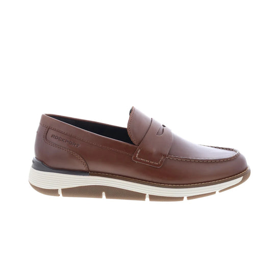 Rockport Liam RMLIAM Mens Brown Leather Loafers & Slip Ons Penny Shoes