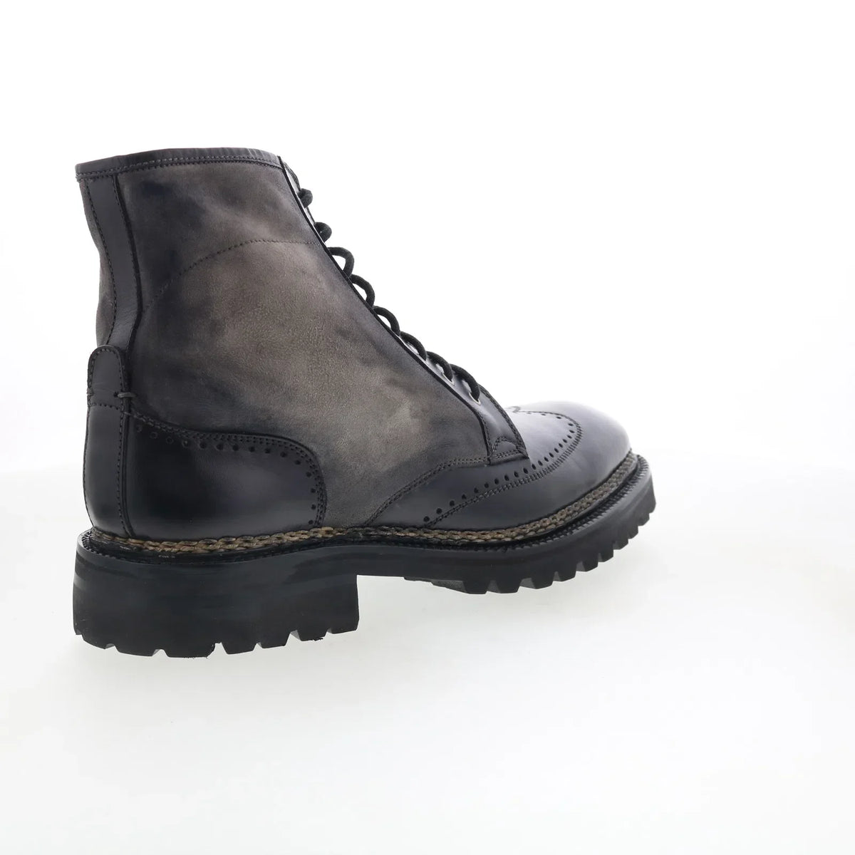 Di Bianco Trento Mens Black Leather Lace Up Casual Dress Boots